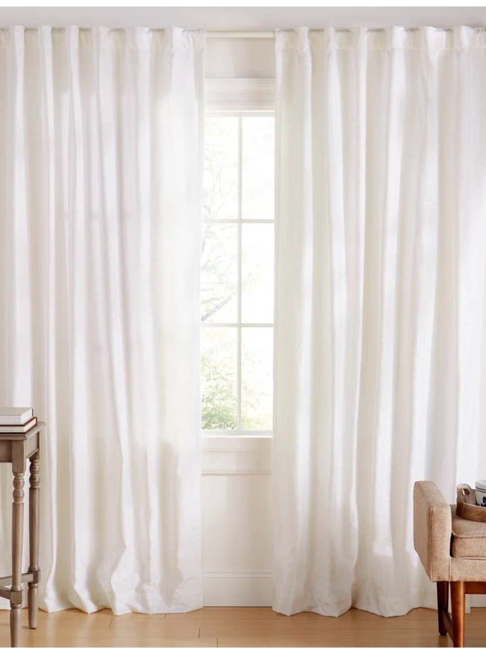 Ralph Lauren White Chenille Light Filtering Curtains/ 2 Panels